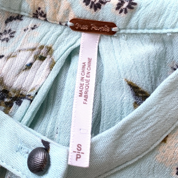 Free People None Tunic Mini Dress Floral Mint Blue - Picture 4 of 6